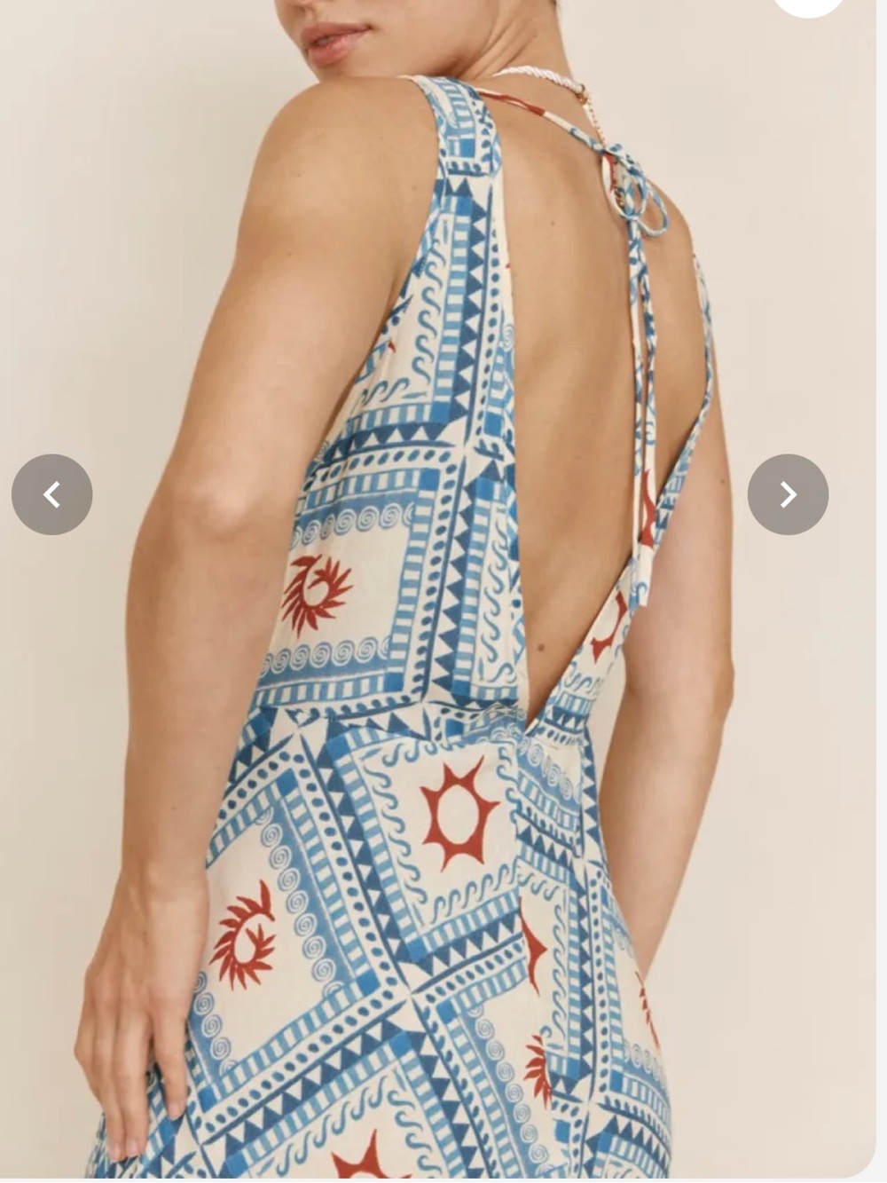 VRG GRL Sleeveless Blue & White V Neck Maxi Dress with Geometric Print - Picture 4 of 15